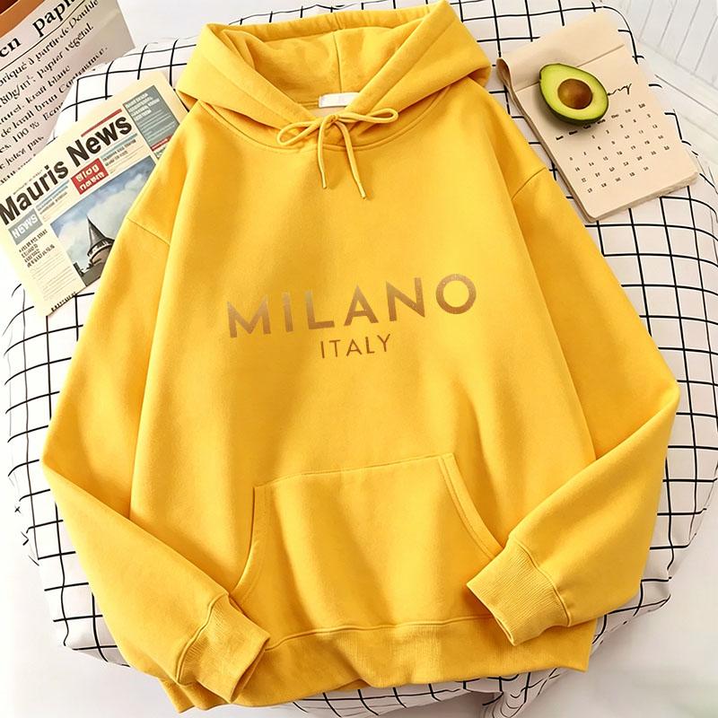Повседневные модные худи с принтом букв Milano Italia, повседневные худи, свитшоты, мужские, женские, топы, пуловеры, худи, свитшот