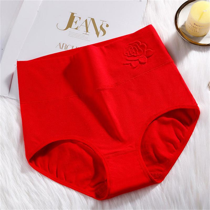 Panties Cotton Women Large Size Elastic Soft Ladies Underwear Breathable Sexy Embossed High Waist Briefs