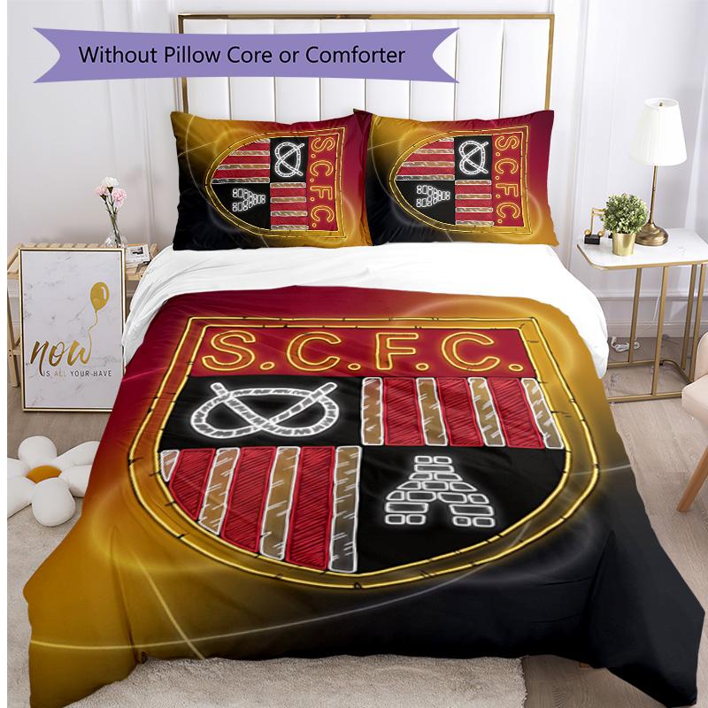 Stoke City Football Printed 3 Pieces Bedding Set, Comfortable Skin Friendly Bedroom Duvet Cover Set