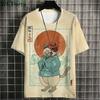 Футболки с рисунком Ukiyo-E, летняя мужская одежда, мужская футболка с коротким рукавом и круглым вырезом, повседневная свободная футболка, мужские рубашки в японском стиле, топ