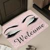 Patterned Door Mat Set Eyelash Multilingual Greeting, Stylish Non-Slip Entryway Rug, Decorative Floor Mat Gift for Home Decor