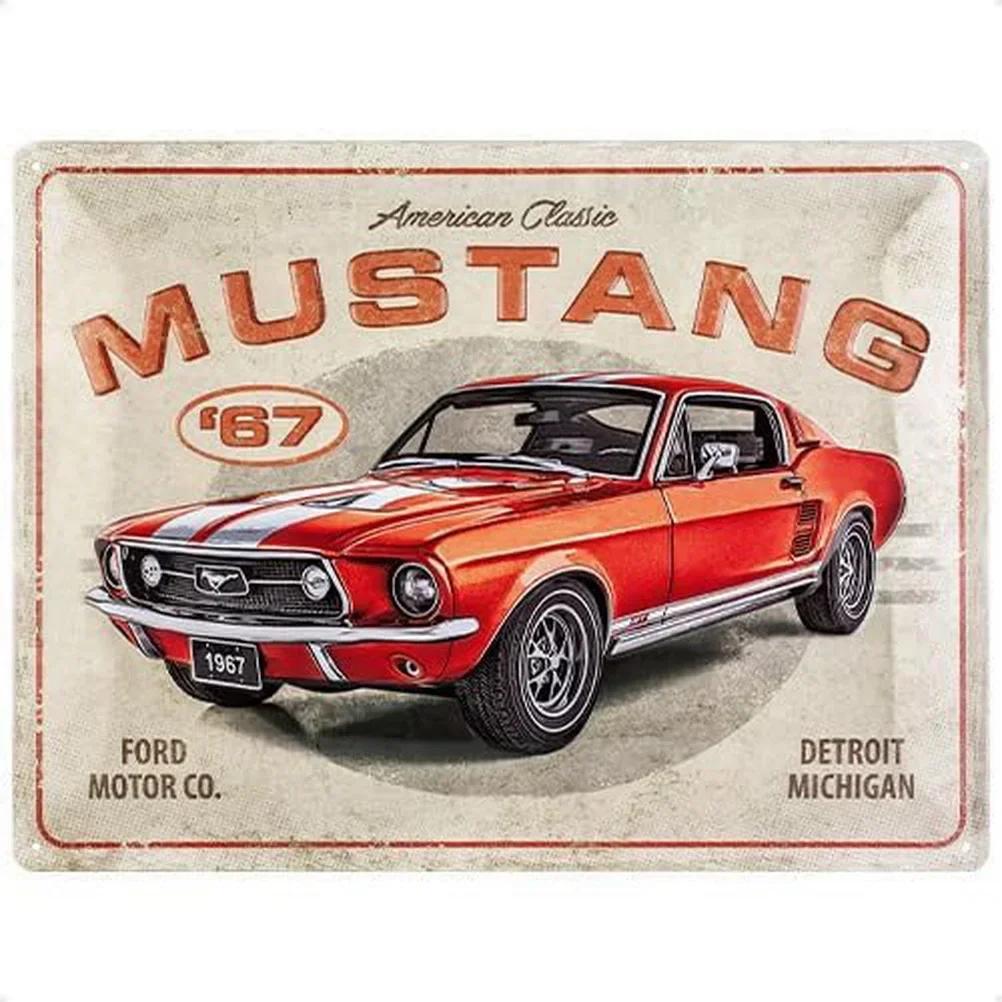Винтажные металлические жестяные знаки для автомобилей Benz Mustang, постеры, настенные украшения для гаражных баров, мужских пещер, кафе, клубов, ретро-постеров, табличек