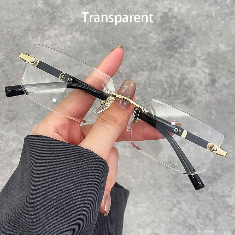 Роскошные безободковые прямоугольные солнцезащитные очки с градиентными линзами унисекс, модные защитные очки, женские, мужские, цветные линзы, очки с металлической оправой