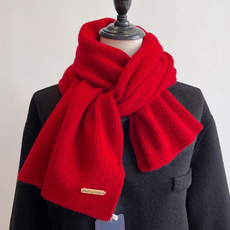 100% чистая шерсть вязаный шарф женский зимний парный простой и универсальный однотонный утолщенный шарф мужской высококачественный платок