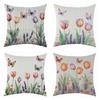 New Butterfly Flower Linen Printed Pillowcase for Holiday Decoration, Car Sofa Cushion