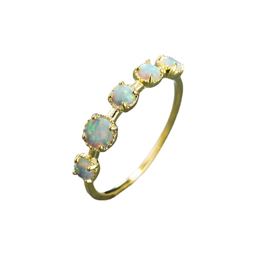 VENTFILLE Gold Color Real Opal Stone Ring for Women Girl Birthday Gift Shining Fashion Charm Jewelry Dropshipping Wholesale
