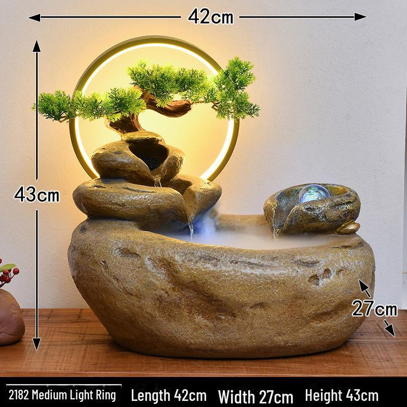 Настольный фонтан с каменной горкой - украшение в виде колеса фэн-шуй с циркулирующей водой для офиса или дома.