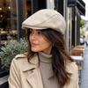 Vintage Style Suede Newsboy Cap Warm Retro Flat Cap Unisex Winter Forward Hat  Daily