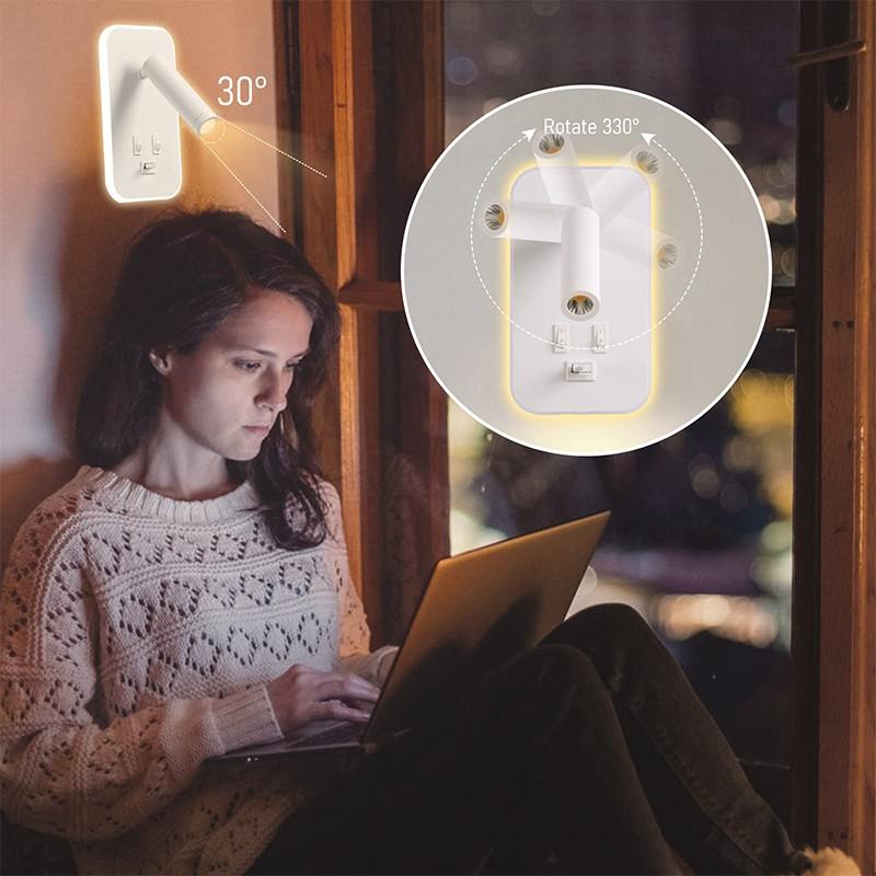 Настенный светильник для спальни, светильник для чтения, креативный прикроватный настенный ночник с зарядкой через USB-выход для прикроватного интерьера