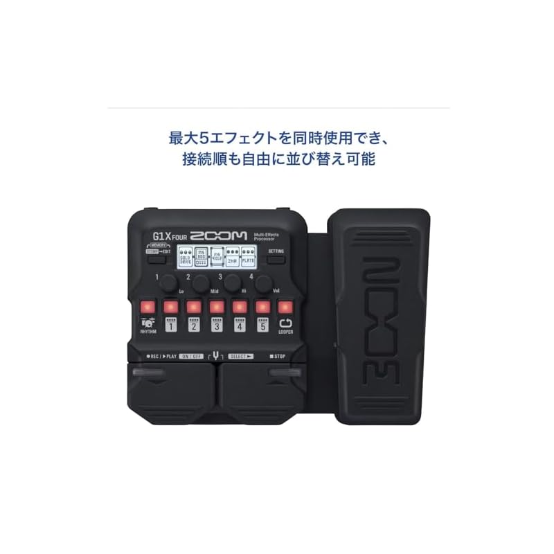 ZOOM G1X FOUR Гитарный процессор мультиэффектов с педалью, симулятором усилителя, более 70 эффектами, питание от батарей, лупер, встроенный драм-машина,