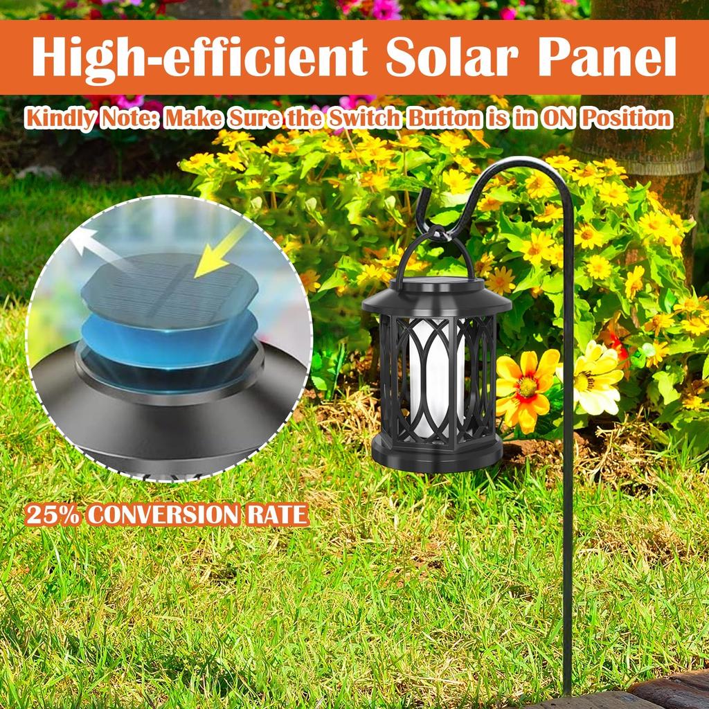 Улучшенный уличный водонепроницаемый светильник на солнечной батарее с мигающим пламенем, Подвесной светильник с танцующим пламенем на солнечной батарее, Декоративная лампа-огонь с автоматическим включением/выключением