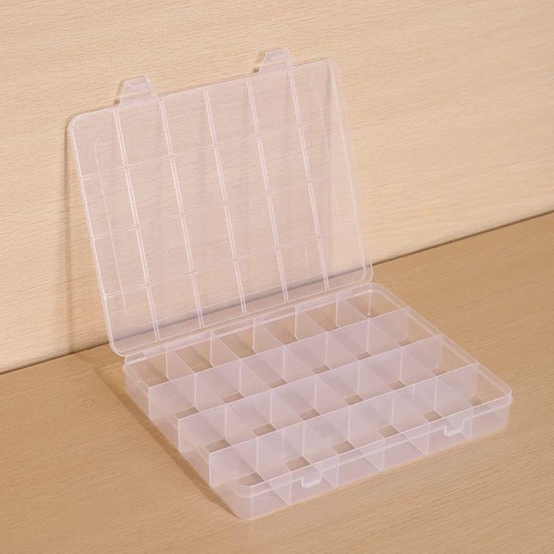 Large Capacity 12/24 Grids Storage Box With Card Slot For Beads Jewelry Accessories Organizer Transparent Plastic Organizer Case