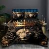 Пододеяльник с 3D-принтом "Корона и Лев", дышащий, мягкий, удобный, роскошный комплект постельного белья, пододеяльник на тему Дикой природы (не одеяло)