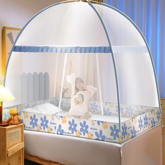 Двухдверная москитная палатка с полным покрытием, москитная сетка, застежка-молния, быстро открывающаяся, полностью закрытая противомоскитная кровать