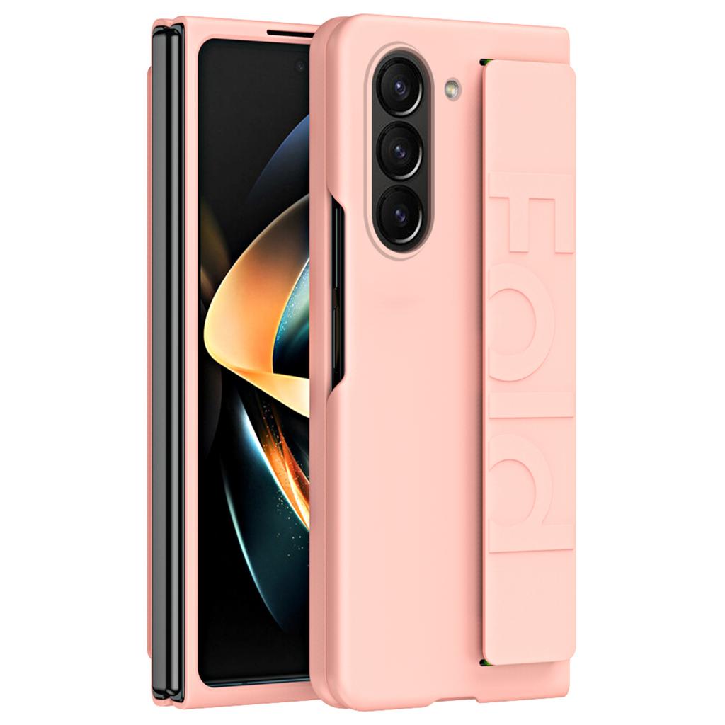 Для Samsung Galaxy Z Fold6 5G Чехол Skin-Touch из ПК с защитой от отпечатков пальцев и эластичным ремешком на запястье