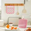 Pink Checkered Pot Holder, Checkerboard Potholders for Kitchen, Silicone Pot Holders with Pocket for Kitchen Clearance 2 Pack Set, Hot Pads and Oven