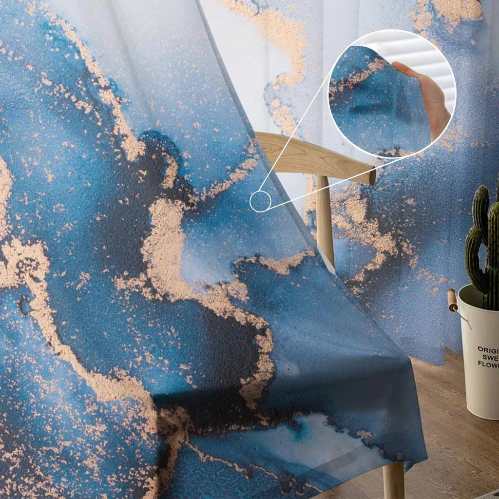 Abstract Marble Watercolor Sheer Curtains For Living Room Kitchen Window Curtains Bedroom Tulle Voile Curtains