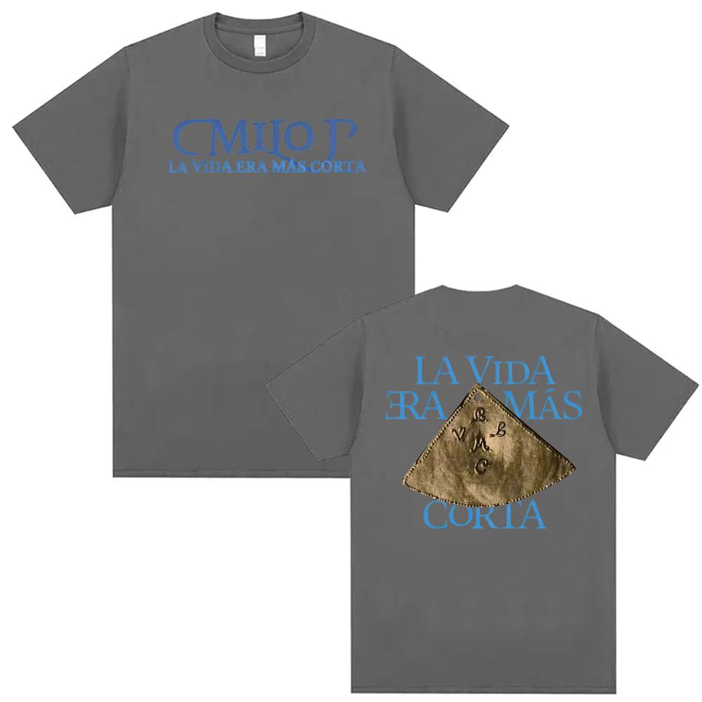 Rapper Milo J La Vida Era Mas Corta New Album Tour 2026 T Shirts Unisex Women Fashion Vintage Tee Shirt Cotton Short Sleeve Tshirt