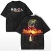 Eren Jaeger Attack On Titan Graphic T Shirt Men Women Short Sleeve Cotton Tshirts Vintage Washed Tee Harajuku Oversized T-shirt