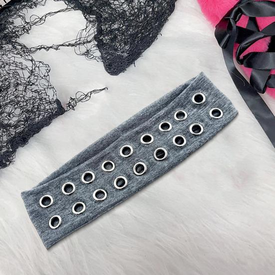 Повязка на голову в стиле панк-рок с декором в виде воздушного глаза, эластичная тканевая повязка с люверсами, аксессуар для волос в стиле панк