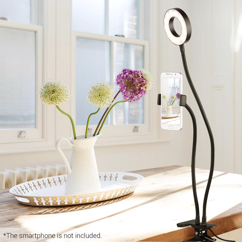 Подставка для веб-камеры. 3,5-дюймовый кольцевой светильник с мини-USB-клипсой. 3 режима освещения. Гибкая регулировка яркости.