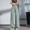 Дизайнерские сенсорные брюки широкие от бедра для женщин на лето новые с высокой посадкой светлые для фигуры «груша» стройнящие и узкие прямые брюки