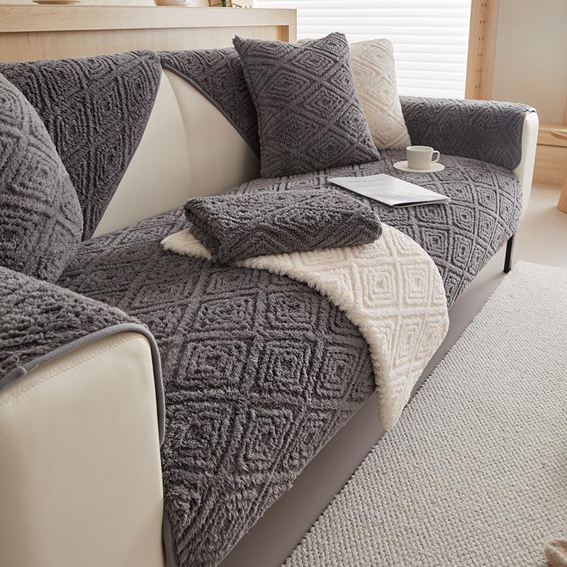 Зимняя подушка для дивана из жаккарда, хлопкового бархата, современный простой нескользящий чехол для дивана, утолщенный, мягкий, теплый, защитное полотенце для подлокотника дивана