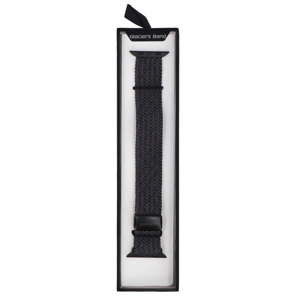 New GlacierX Braided Magnetic Buckle Black Strap for Apple Watch 42/44/45/49mm Graphite Black