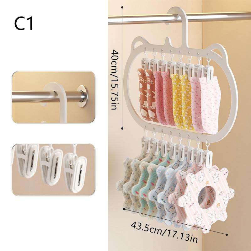 Multi-Clip Sock Drying Rack Multi-Functional Removable Space-Saving Socks Underwear Baby Saliva Towel Household Storage Rack