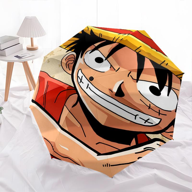 1 шт. Автоматический складной зонт - Узор Luffy D Портативный складной дизайн с 8 спицами Рождественские подарки на день рождения