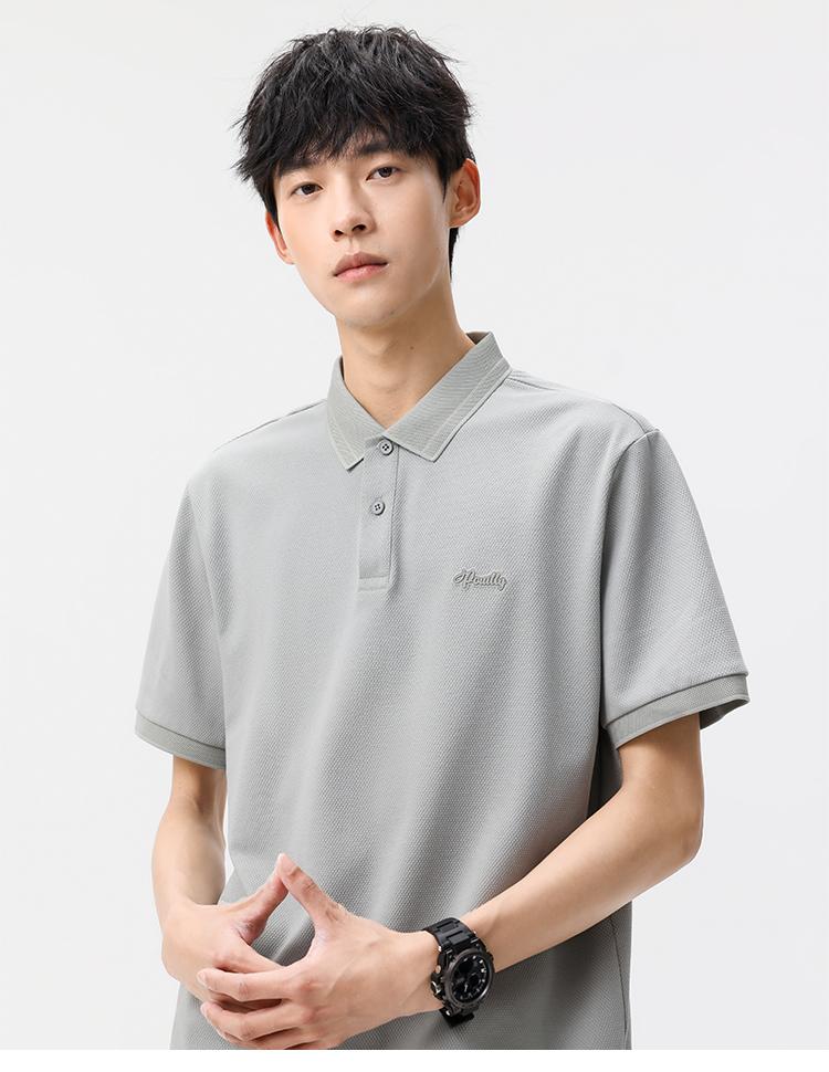 200g cool pineapple grid summer polo shirt men's solid color top loose short sleeved t-shirt