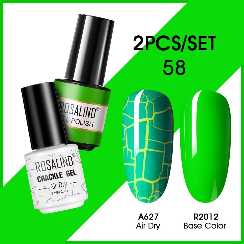 ROSALIND Гель-лак для ногтей с эффектом трещин Гель-лак для ногтей Полуперманентный Эмаль Гибридный лак 2 шт. УФ-клей для ногтей Гель-лак Топ База Матовый топ