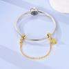 Original 925 Sterling Silver Charm Gold Four-clover Silicone Safety Chain Fit Original Bracelet For Women DIY Jewelry Gift