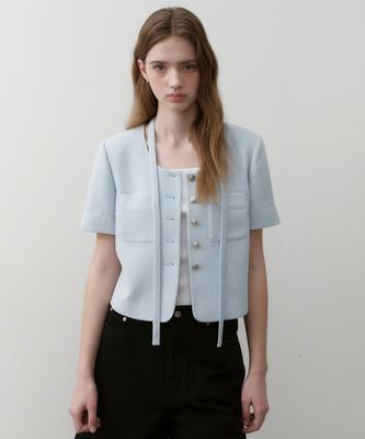 Куртка Ostkaka Tweed Single Crop Небесно-голубая