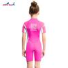 Girls 2.5mm Neoprene Wetsuit Swimming Diving Warmth Short Sleeve One-Piece Kids Swimwear Pink