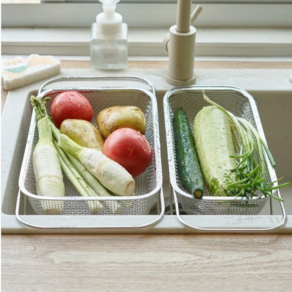 S/M/L Sink Drain Basket Stainless Steel Vegetable Tableware Holder Kitchen Draining Rack Kitchen