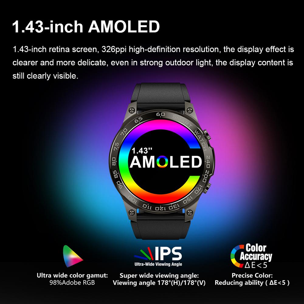 Мужские умные часы 1,43'' 466*466 Amoled 400 мАч NFC Bluetooth Call Ip68 водонепроницаемые спортивные умные часы для плавания для телефона Ios Android