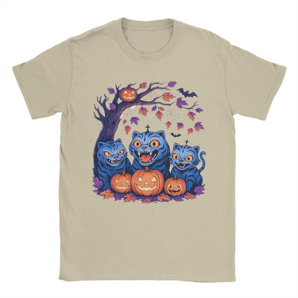 Men Spooky Huntrix Halloween Derpy Tiger T Shirt Pure Cotton Tops Novelty Short Sleeve Round Neck Tees Summer T-Shirts