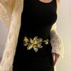 Large Zinc Zinc Alloy Flower Belt Elegant PU Leather Rope Belt Fashion Tulip Waist Chain  Women