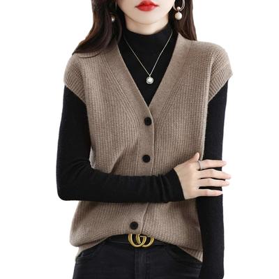 LrisIuza Echo Knit Plus Милый Однотонный Крой и Идеальный для Поездок на Работу Женский Жилет, V-образный Вырез, Без Рукавов, На Пуговицах, Размер, Осень/Зима, Стильный, Топ,