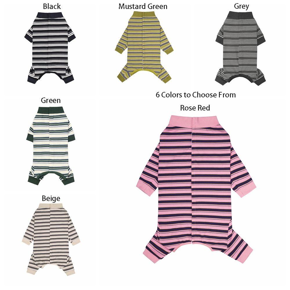 Fashionable Pet Dog Clothes Polyester Dog Pajamas Durable Puppy Stripes Jumpsuits Home