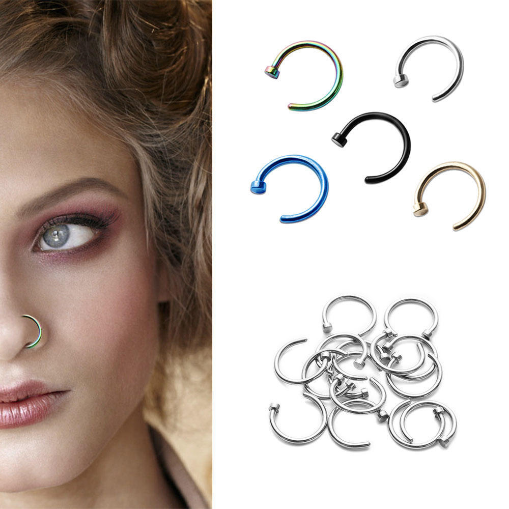 3/5/10PCS 8mm Fake Hoop Clip On Nose Ring Body Jewelry Non Piercing Nostril Hoop