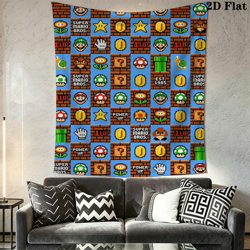 Jump Mario Star Wall Hanging Printed Fabric Blanket Decorative Tapestries for Bedroom Living Room Home Decor