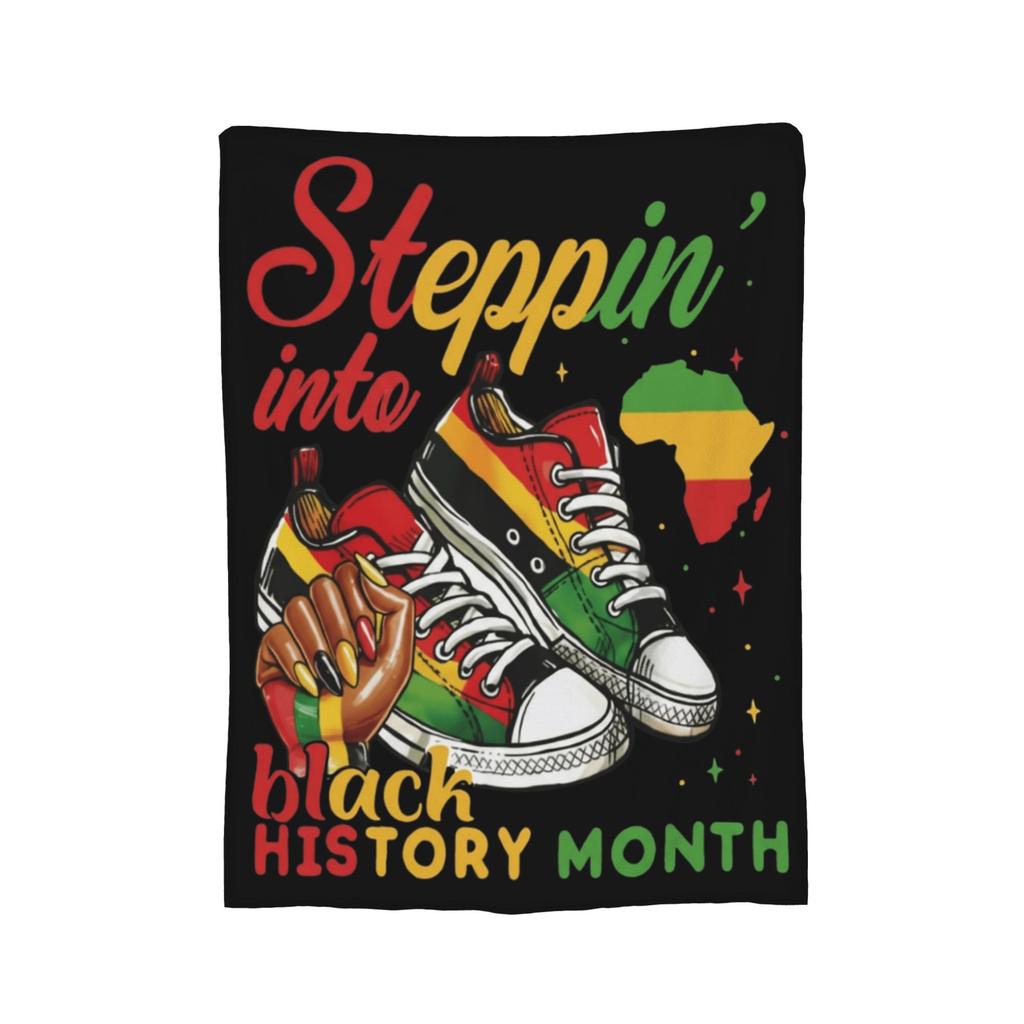 Black History Knitted Blanket Fleece Super Warm Throw Blanket for Bedroom Sofa Bedroom Quilt