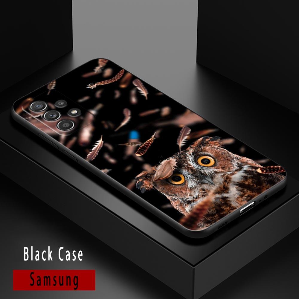 Cute Baby Owl Animal Cases For Samsung Galaxy A52 Funda Samsung A52s A54 A53 5G A72 A73 A33 A31 A32 A51 A71 A41 Soft Black Cover
