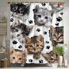 Шторка для душа "Лапка кошки" с принтом множества выглядывающих котят, водонепроницаемый полиэстер, декор для ванной комнаты, шторка для ванны