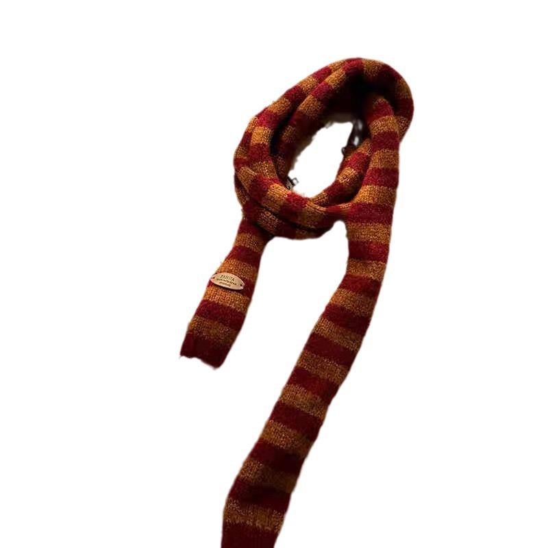 Korean Y2K Color Block Wool Blend Scarf - Versatile & Stylish for Women