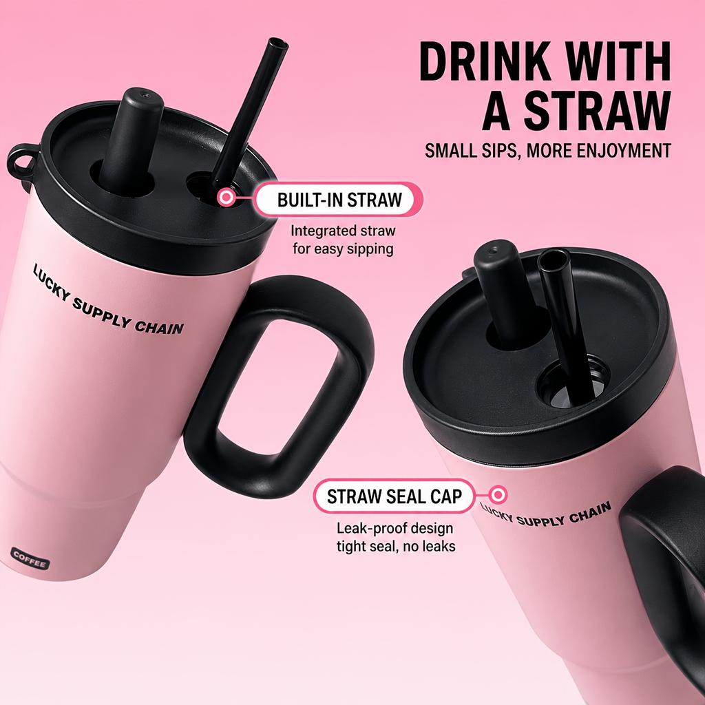 316 Stainless Steel Tumbler Large Capacity Insulated Water Bottle 750mL Vacuum Thermal Coffee Mug Car Cup With Straw Cold Hot Keeping Cup