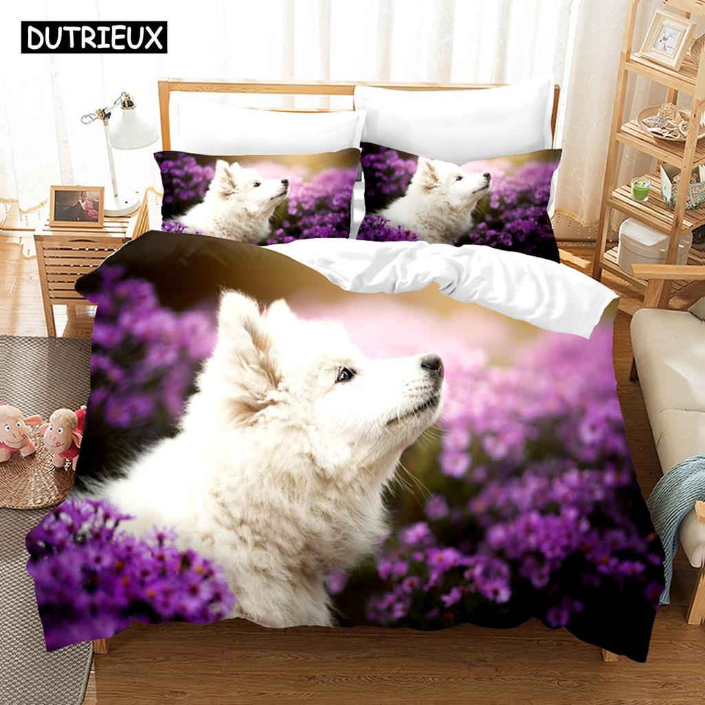 3D Комплекты постельного белья Самоед Набор пододеяльника с наволочкой Твин Фул Квин Кинг Постельные принадлежности Постельное белье