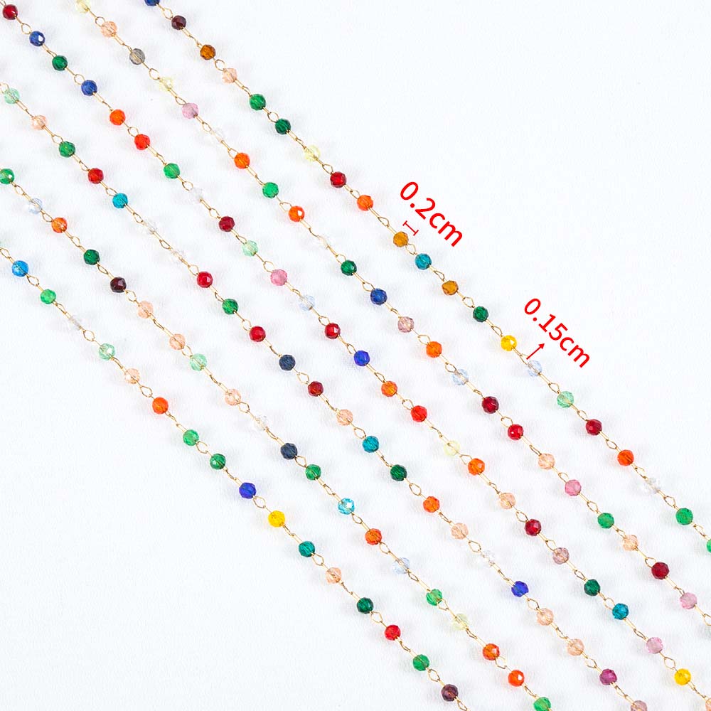 1M Stainless Steel Pink Ball Beads Beaded Chain 4.5mm Glass Crystal Link Chains for DIY Bracelet Necklace Jewelry Making Supply